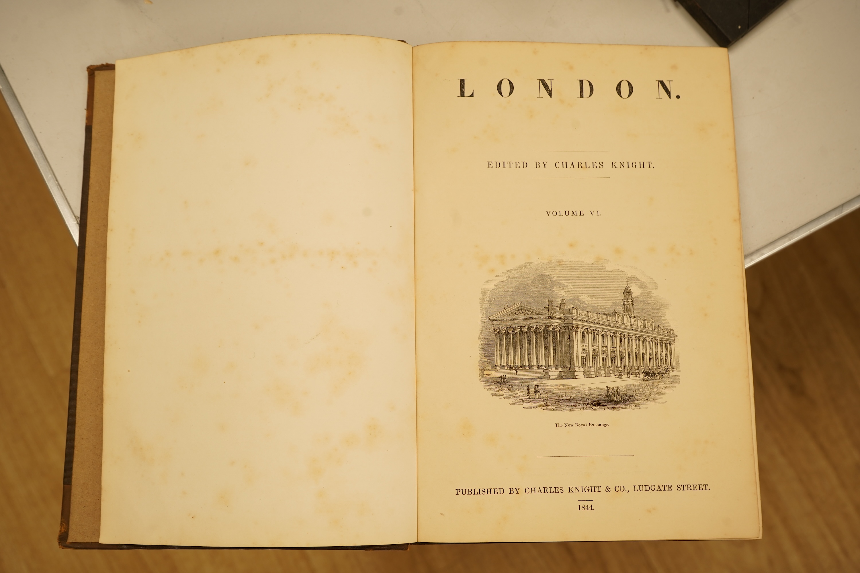 Knight, Charles (editor) London. 6 vols. num. engraved illus.; contemp. half calf and cloth, gilt decorated panelled spines, 4to. 1841
